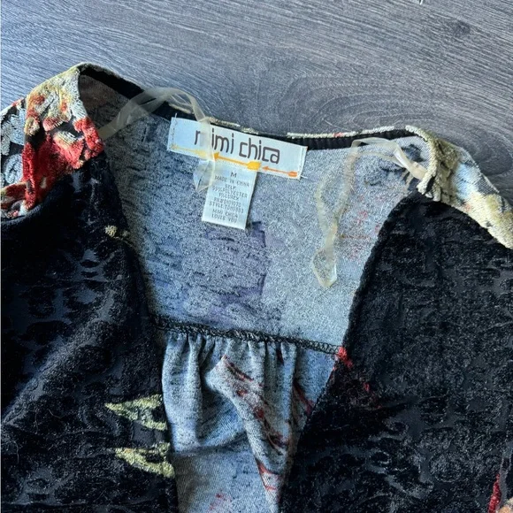 Velour Floral Print Duster Cardigan - Picture 6 of 7